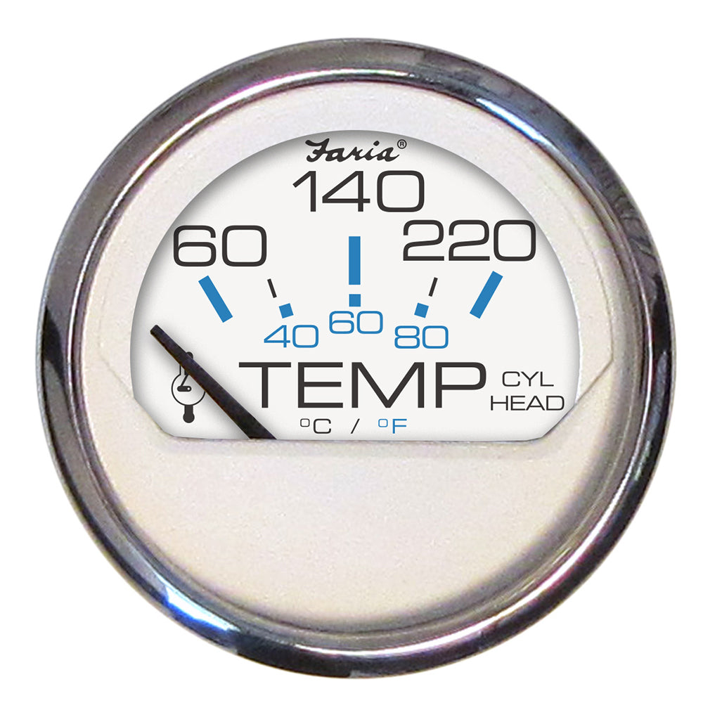 Faria Chesapeake White SS 2" Cylinder Head Temperature Gauge (60-220°F) 13806