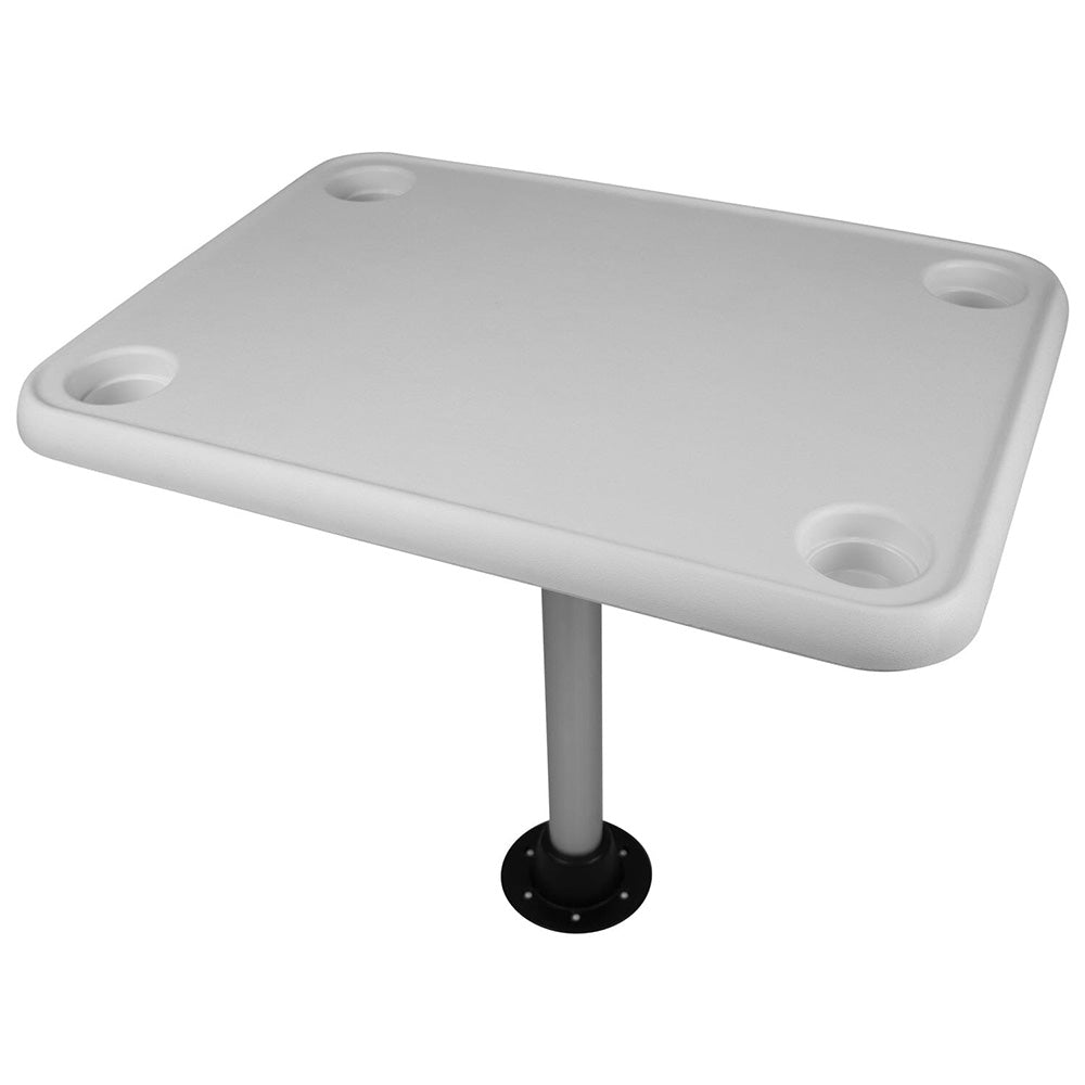 Wise White Rectangular Table - 4 Drink Holders w/Pedestal 8WD944