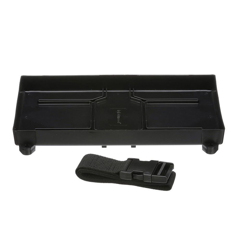 Attwood Marine Battery Tray with Strap, For 27/27M Batteries, 10-1/2 in Max Height, 12-3/8 x 7-1/8 in