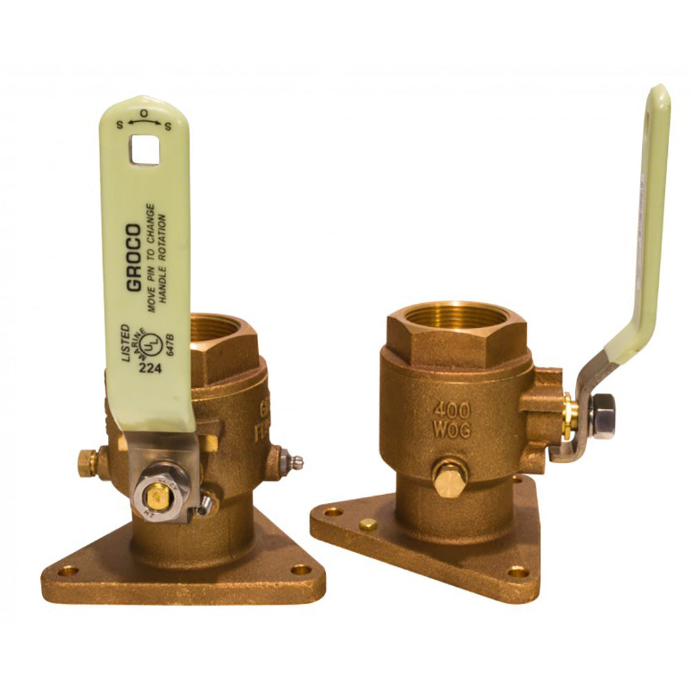 GROCO 1" Bronze Tri-Flanged Ball Valve/Seacock FBV-1000