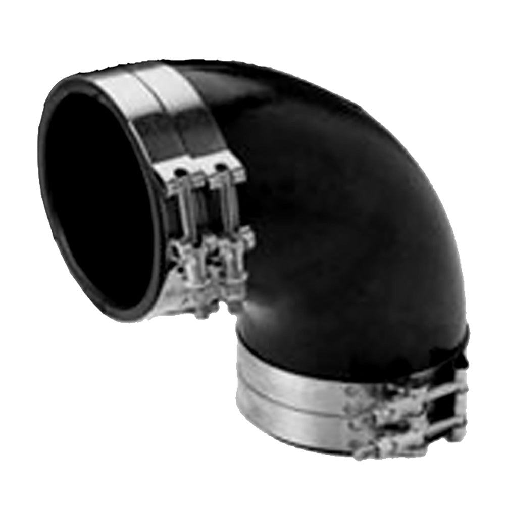 Trident Marine 3" ID 90-Degree EPDM Black Rubber Molded Wet Exhaust Elbow w/4 T-Bolt Clamps TRL-390-S/S