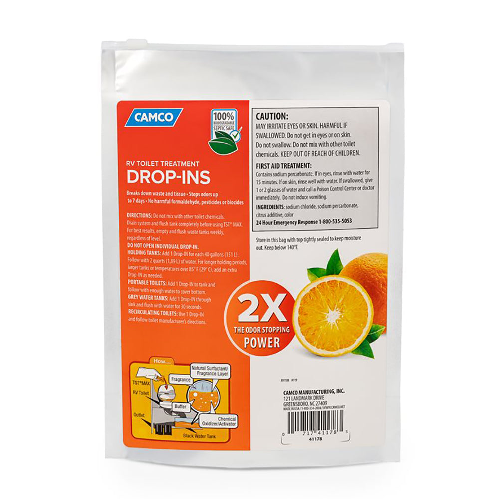 Camco TST MAX Orange RV Toilet Treatment Drop-Ins *10-Pack 41178