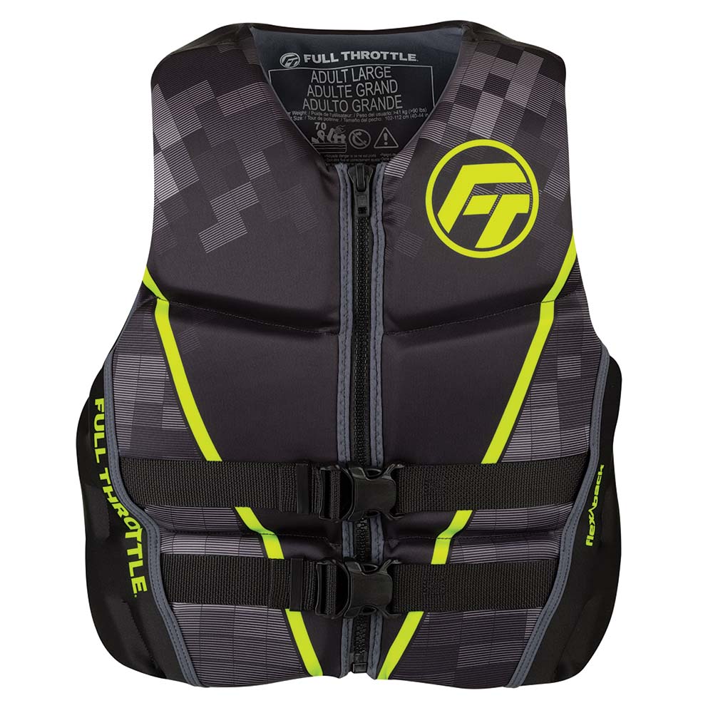 Full Throttle Men's Rapid-Dry Flex-Back Life Jacket - XL - Black/Green 142500-400-050-22