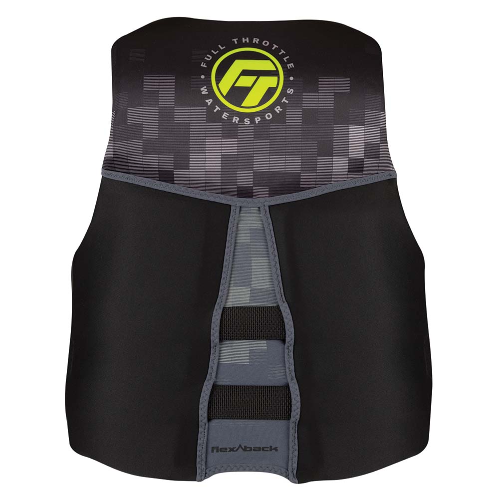 Full Throttle Men's Rapid-Dry Flex-Back Life Jacket - XL - Black/Green 142500-400-050-22