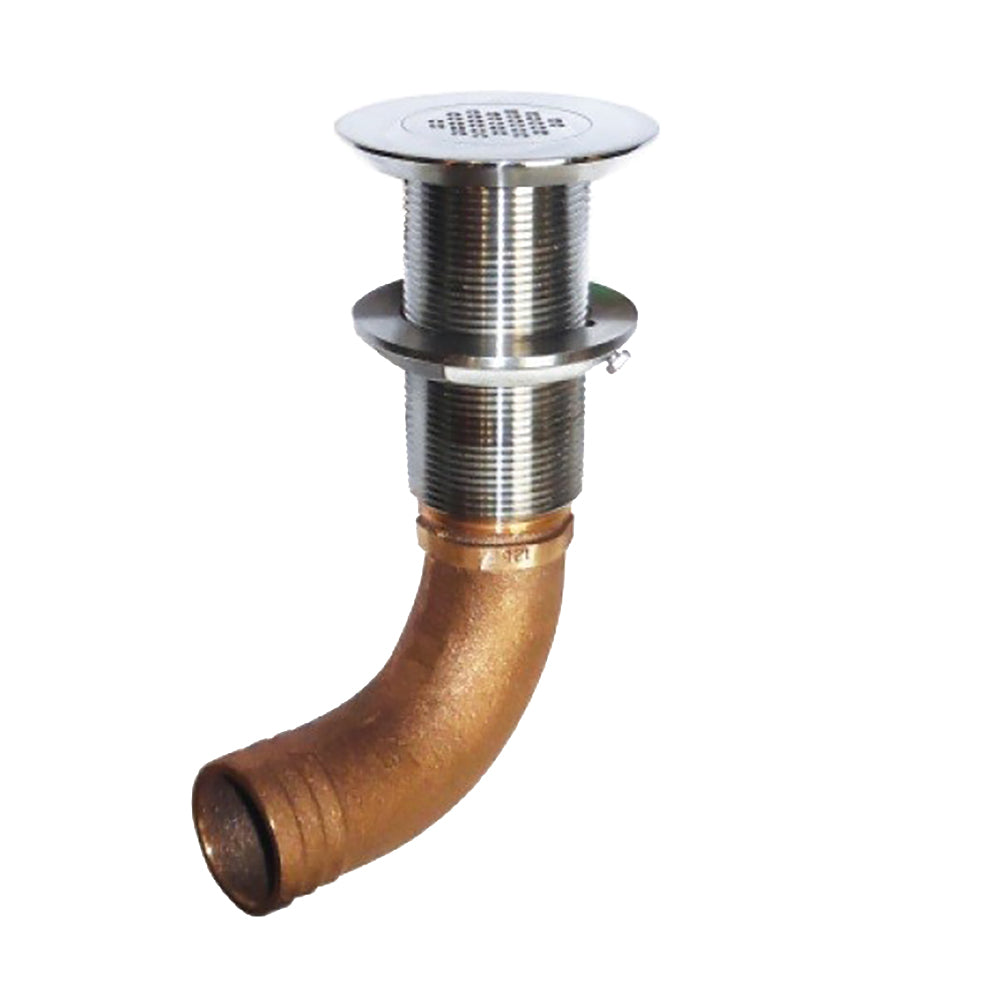 GROCO 1-1/4" Hose Barb Stainless 90 Degree Deck Drain SCUS-1290