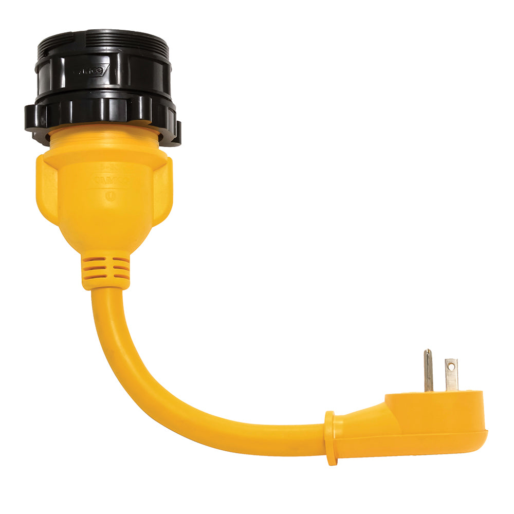 Camco PowerGrip Locking Adapter - 15A/125V Male to 30A/125V Female Locking 55635