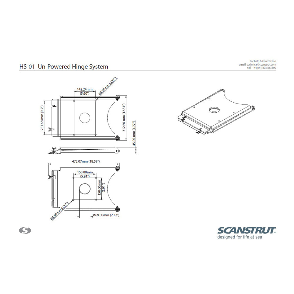 Scanstrut Un-Powered Hinge System f/PowerTower® HS-01