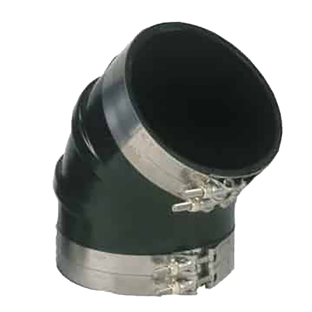 Trident Marine 6" ID 45-Degree EPDM Black Rubber Molded Wet Exhaust Elbow w/4 T-Bolt Clamps TRL-645-S/S