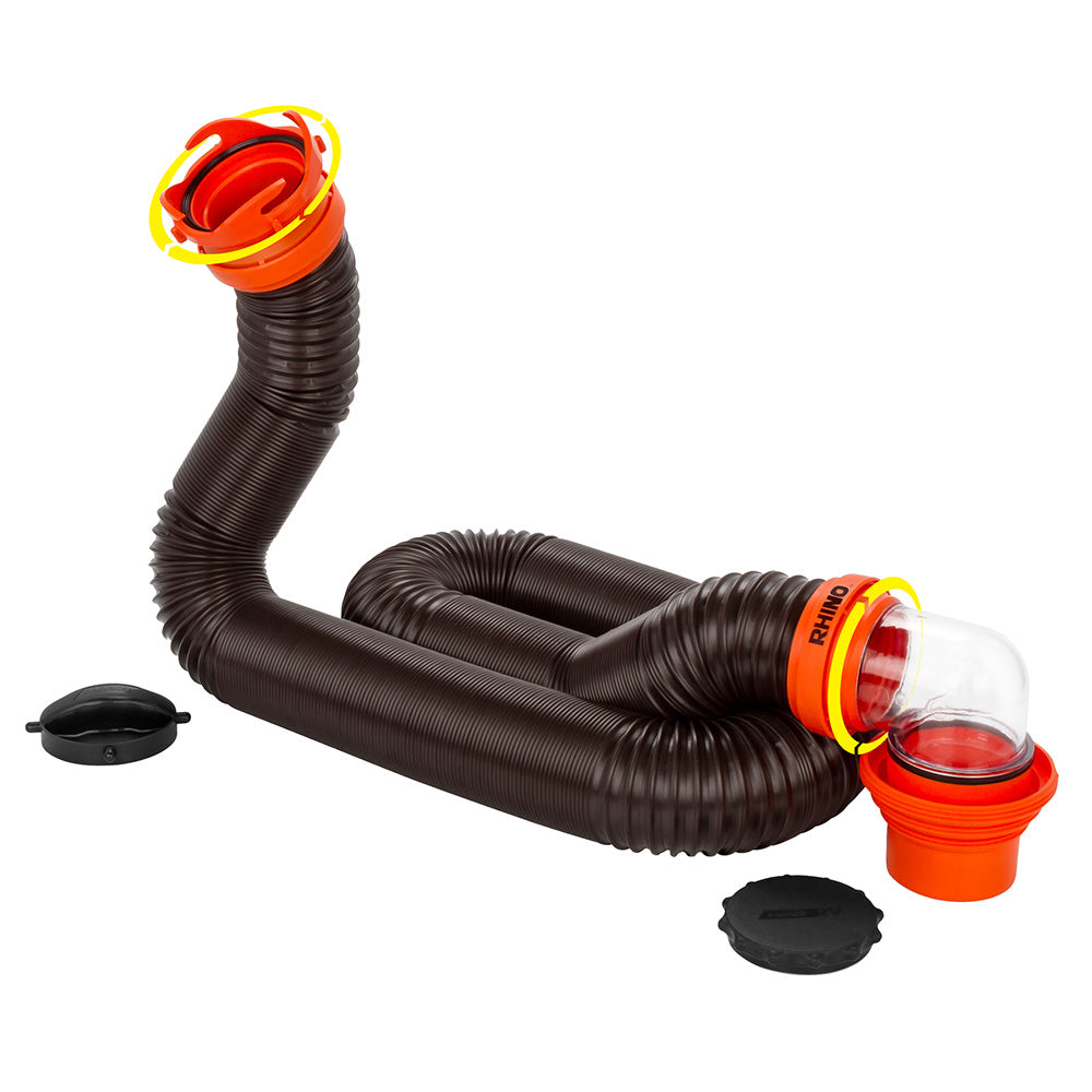 Camco RhinoFLEX 15' Sewer Hose Kit w/4 In 1 Elbow Caps 39761