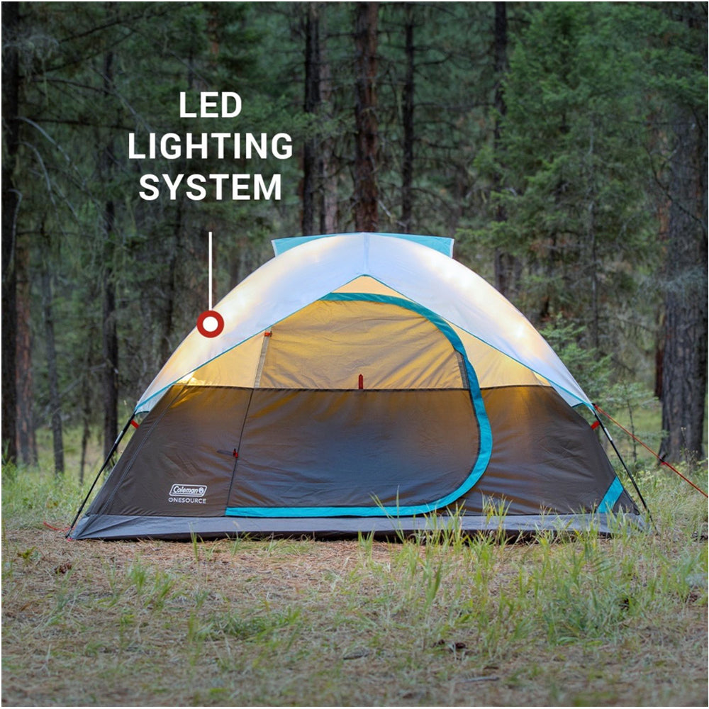 Coleman OneSource Rechargeable 4-Person Camping Dome Tent w/Airflow System & LED Lighting 2000035457