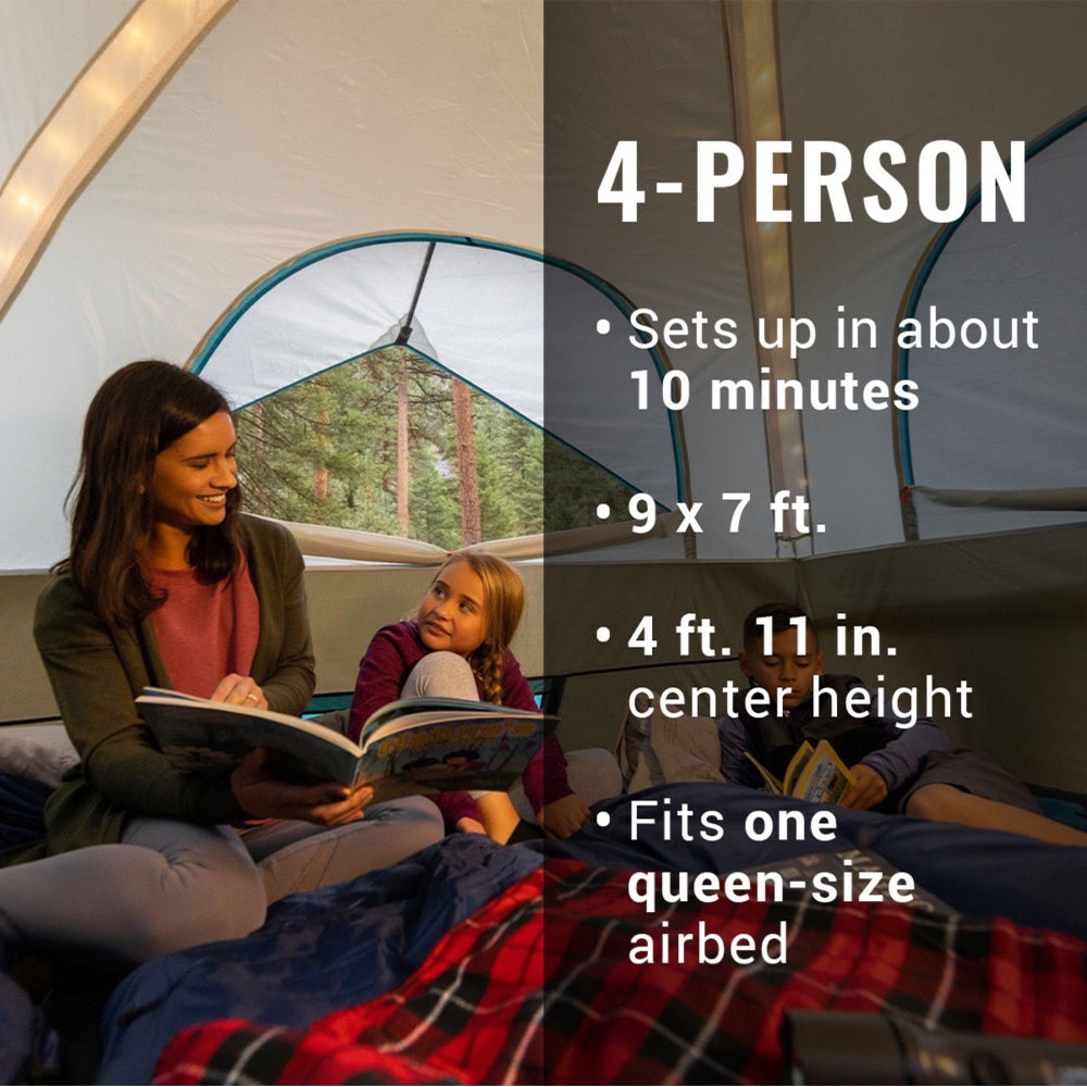 Coleman OneSource Rechargeable 4-Person Camping Dome Tent w/Airflow System & LED Lighting 2000035457