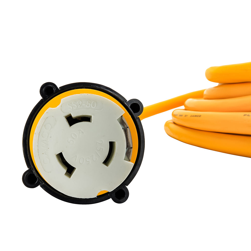 Camco 50 Amp Power Grip Marine Extension Cord - 50' M-Locking/F-Locking Adapter 55623