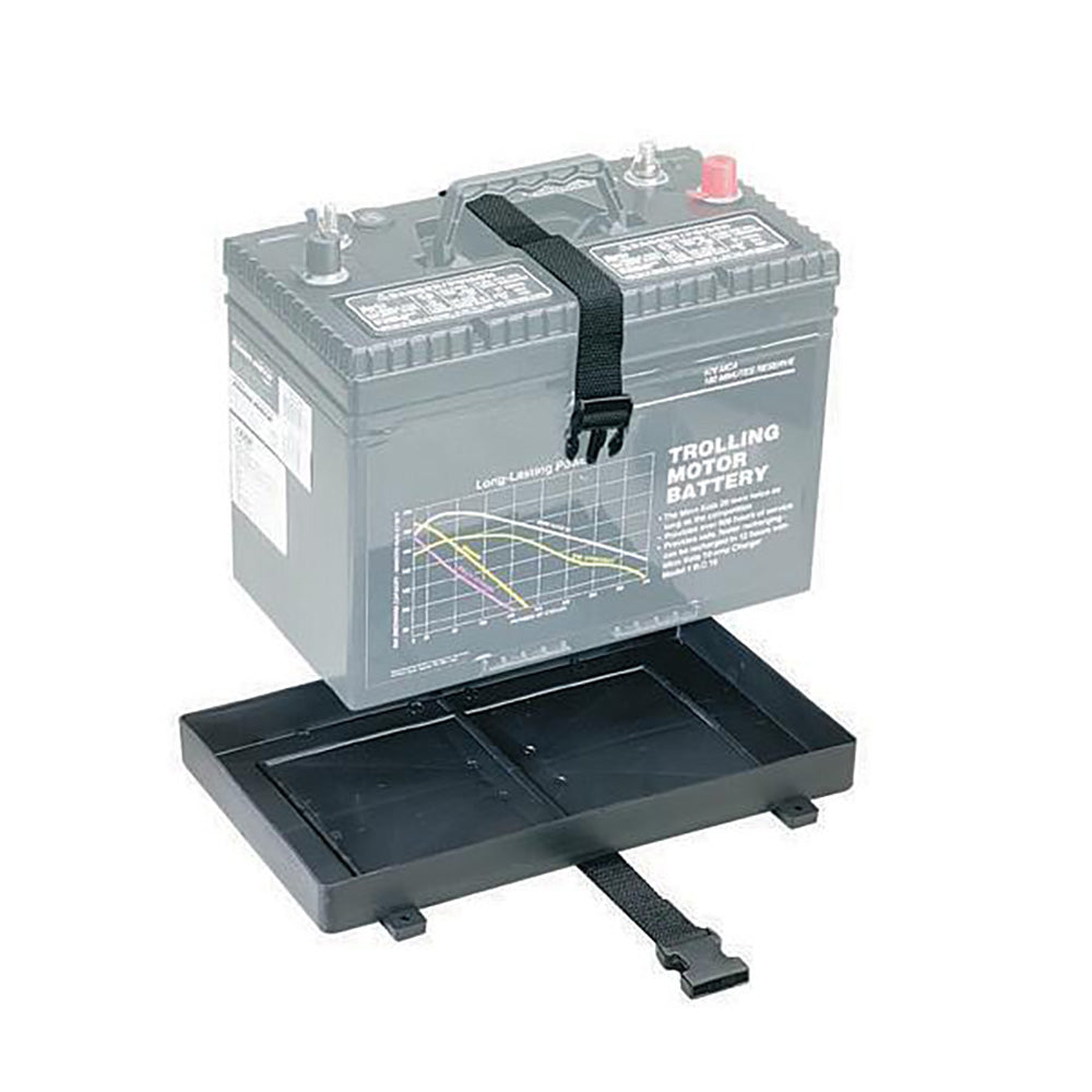 Attwood Marine Battery Tray with Strap, For 24/24M Batteries, Up to 10-1/2 in Tall