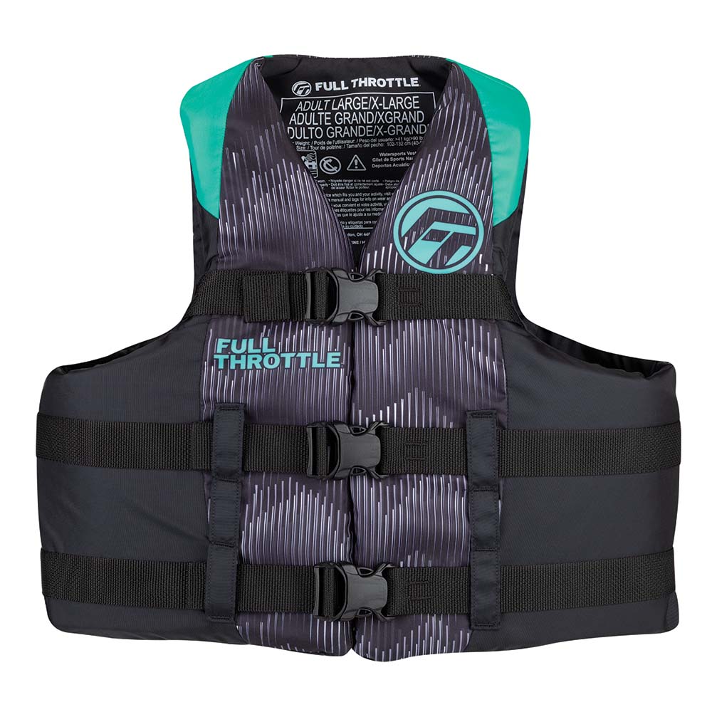 Full Throttle Adult Nylon Life Jacket - 2XL/4XL - Aqua/Black 112200-505-080-22