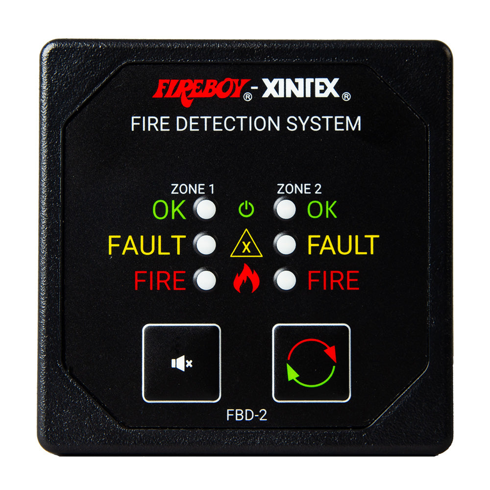 Fireboy-Xintex Two Zone Detection & Alarm Panel - 2-5/8" Display - 12/24V DC FBD-2-R