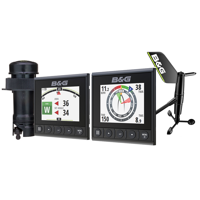 B&G Triton 2 Speed/Depth/Wireless Wind Instrument Pack, Dual 4.1 in Color Displays, DST810 Transducer, WS320 Wind Sensor, NMEA 2000 Starter Kit