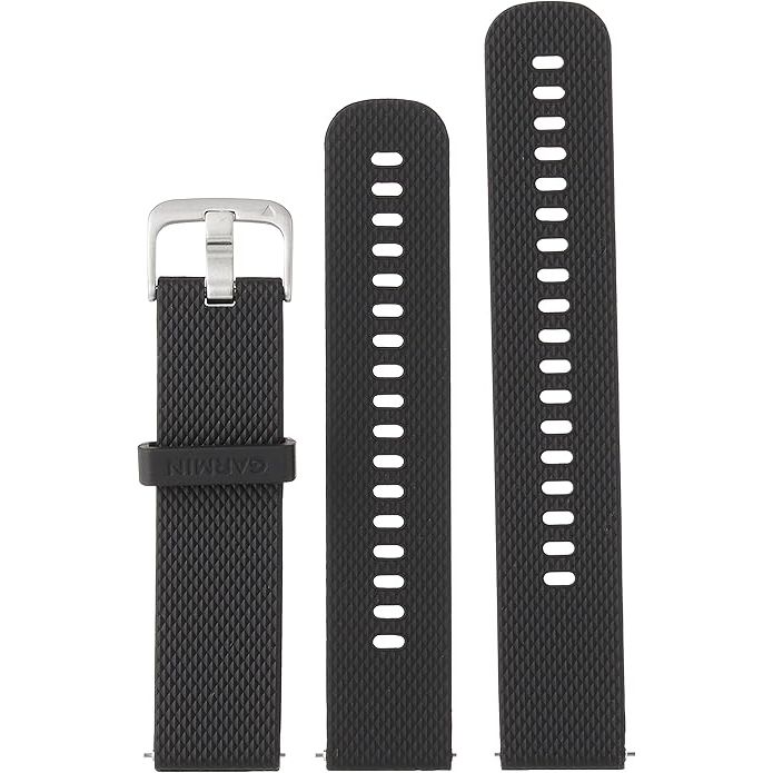 Garmin Quick Release 20 mm Watch Band, Black Silicone, Stainless Steel Hardware