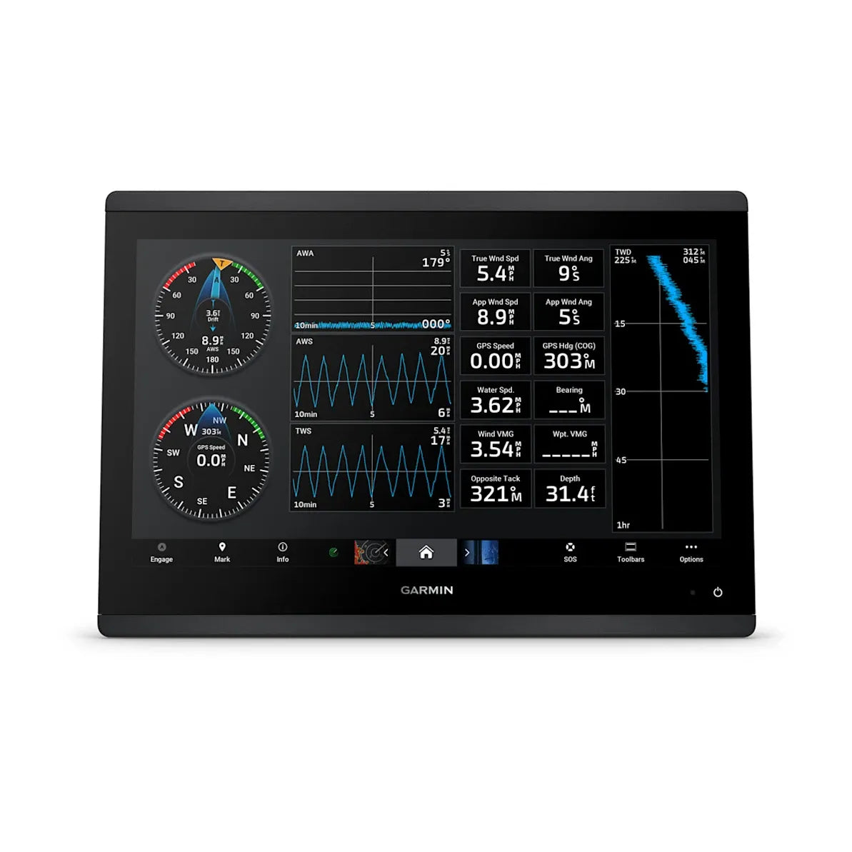 Garmin GPSMAP 1643 GN+ Chartplotter, Non-Sonar, 16 in HD IPS Touchscreen, Garmin Navionics+ Charts, NMEA 2000, IPX7