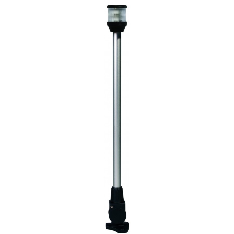 Hella Marine 2010 Series All-Round Anchor Light, 2 NM, 12V 10W Bulb, IPX6, Horizontal Fold-Down Mount, 610 mm Pole, Black Housing