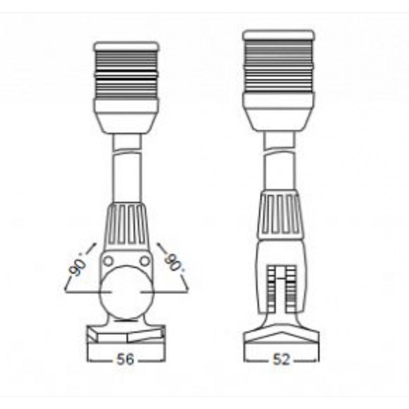 Hella Marine 2010 360 Degree Anchor Navigation Light, 2 NM, IPX6, Fold-Down Base, 305mm Pole, Black Housing, 12V 10W Bulb
