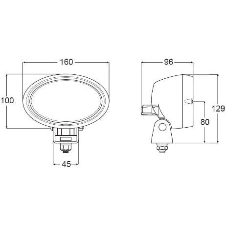 Hella Marine 6361 Series Oval 100 Halogen Deck Floodlight, 12V, 55W, H3 Bulb Included, IP6K9K, Bracket Mount, 180 Degree Rotation, 12ft Cable, White Housing