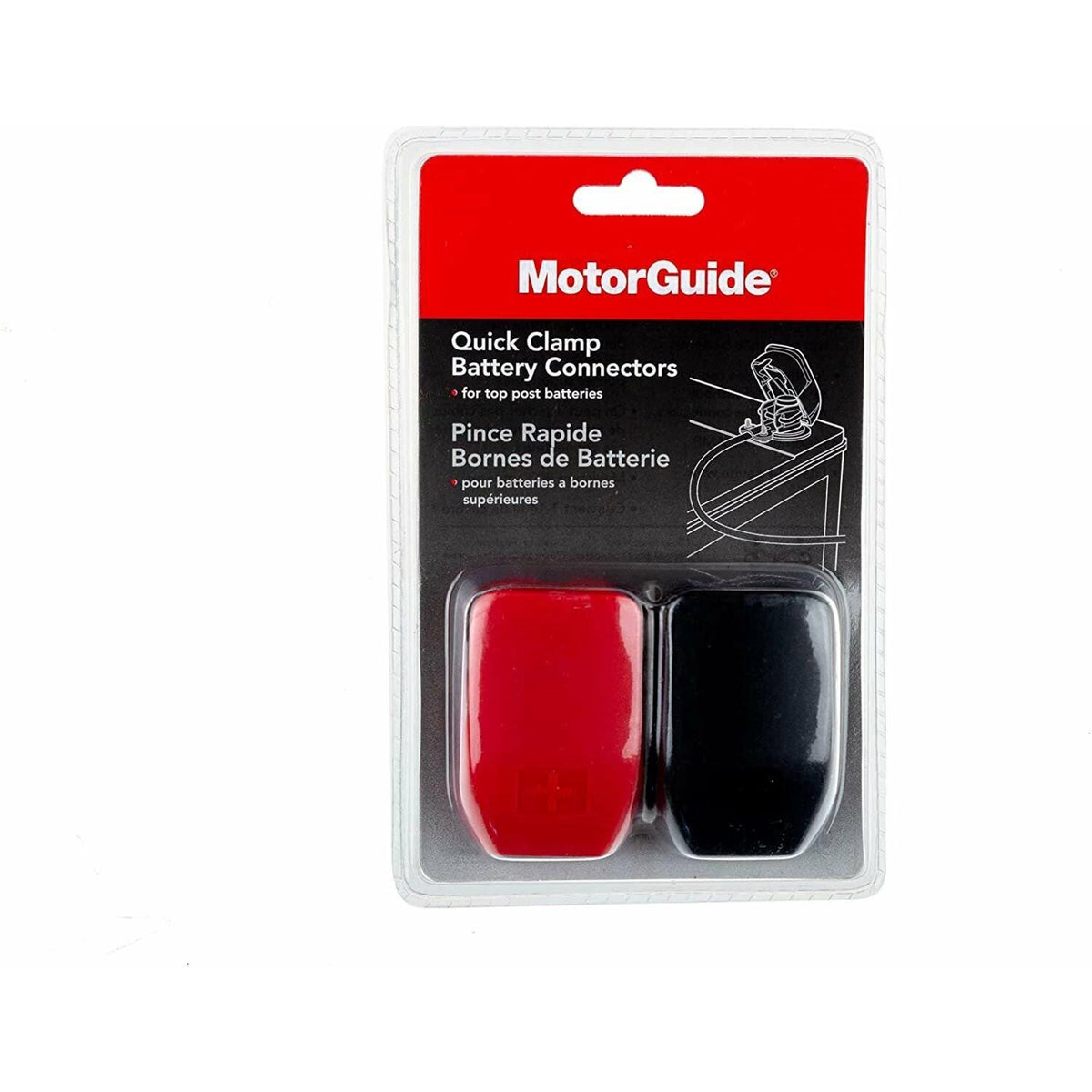 MotorGuide Quick-Disconnect Battery Terminals, Top Post, 4-6 AWG, 500A Continuous, 800A Surge, 12V, Pair