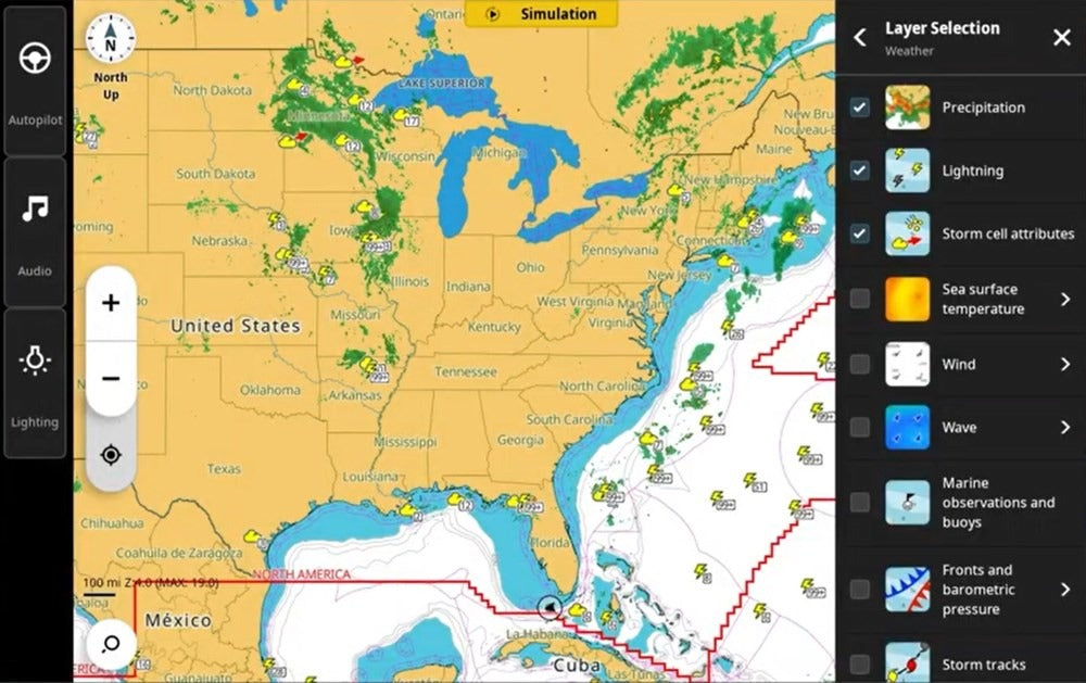 Simrad WM-4 SiriusXM Marine Satellite Weather/Audio Receiver, For NSX and NSX Ultrawide, For NSS evo3 and NSS evo3S, For NSO evo3 and NSO evo3S, IPX6/IPX7, With SRA-50 Antenna, Deck or Pole Mount