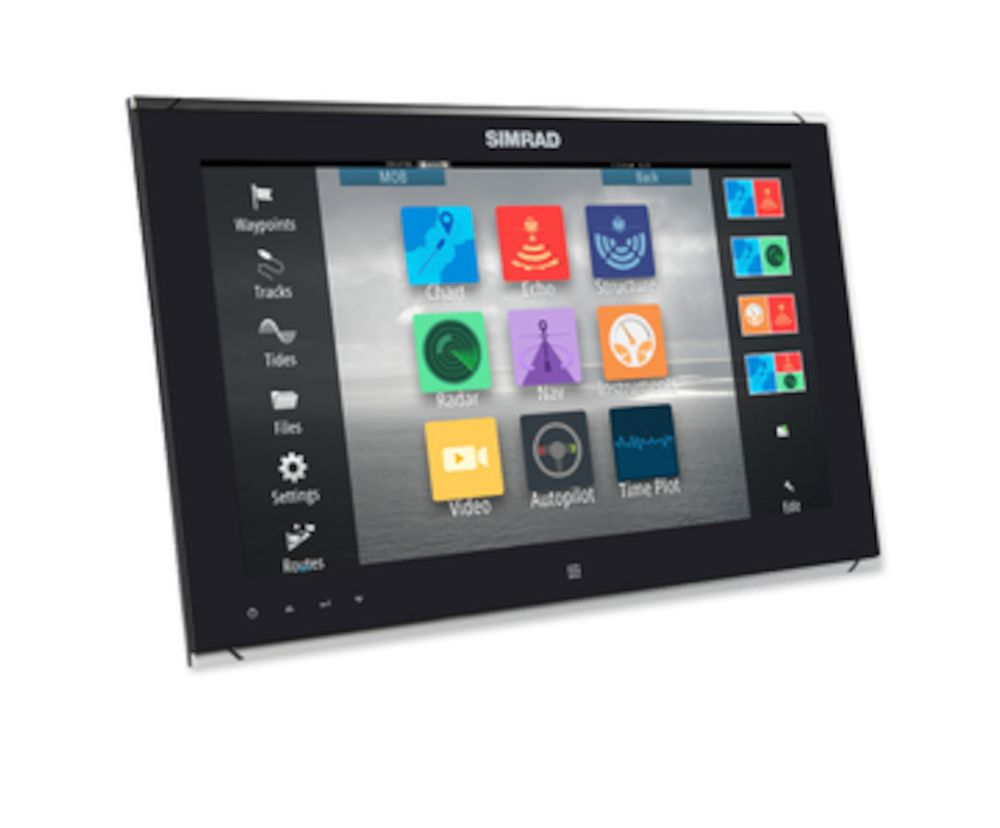 Simrad MO16-T Marine Multi-Touch Monitor, 15.6in, 1000-Nit, 8 mm Flush Mount, 12/24V, HDMI, DVI, Composite