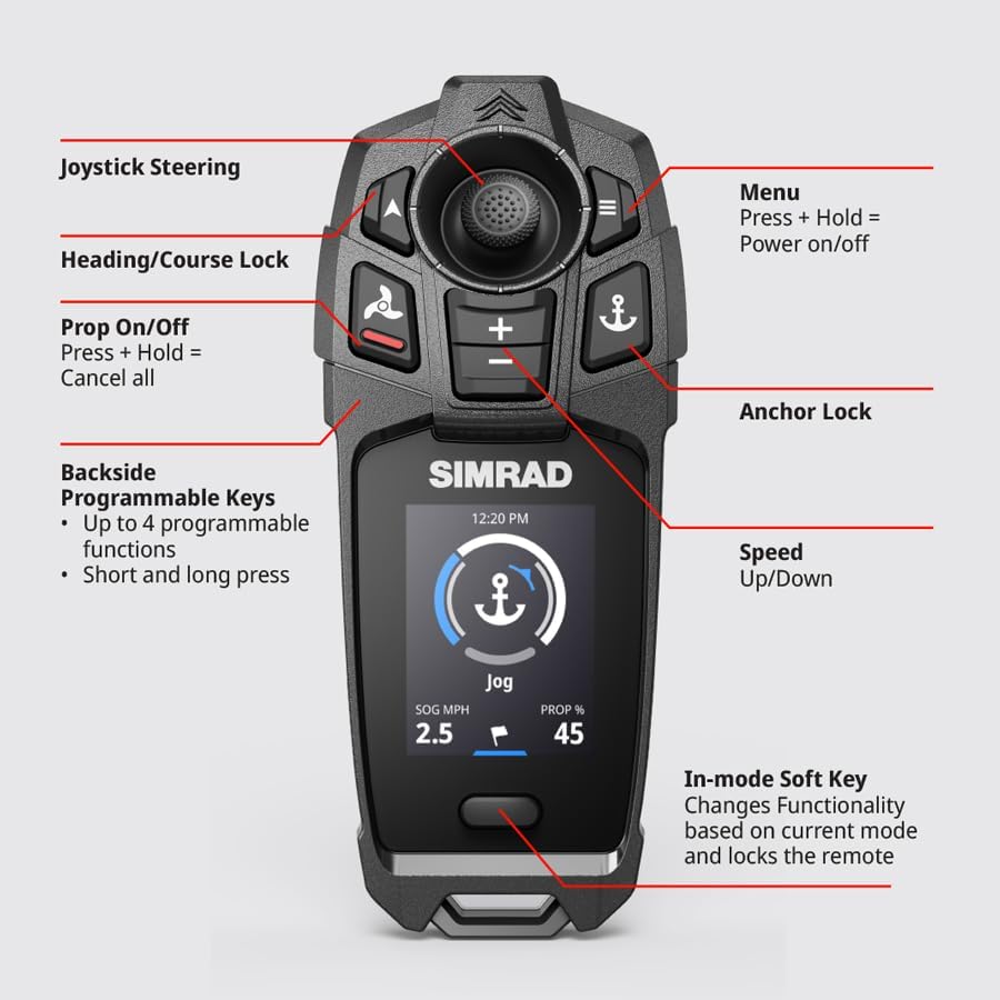 Simrad FreeSteer Joystick Remote, For RECON, Anchor Jog, 2in LCD