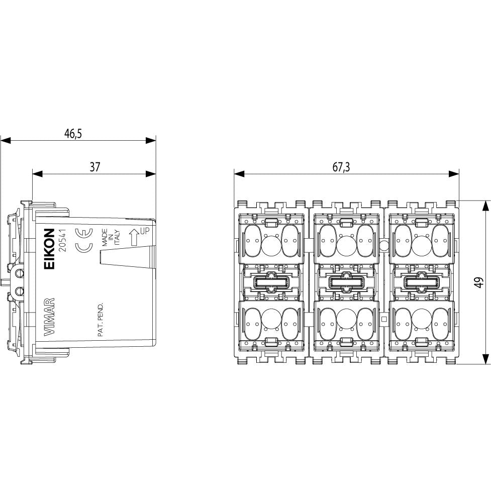 Vimar Eikon 3-Module 3-Rocker Push Button, For By-me Plus, 1M/2M Interchangeable Buttons, BUS 29V, IP40