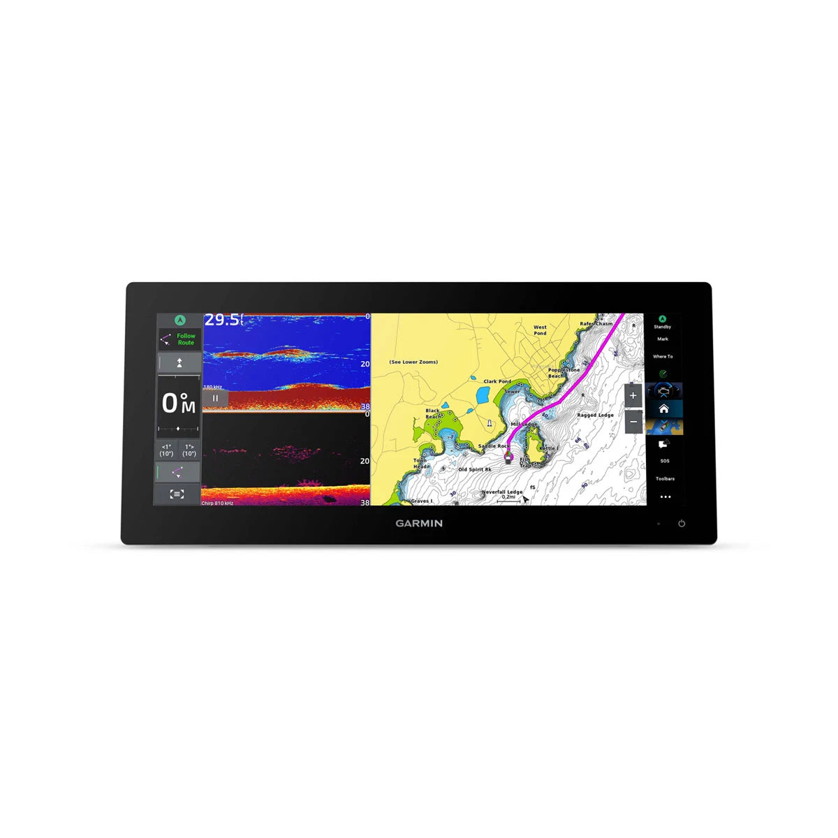 Garmin GPSMAP 1543xsv Chartplotter/Fishfinder, 15" Ultrawide Touchscreen, SideVü/ClearVü CHIRP Sonar, Navionics+ Mapping
