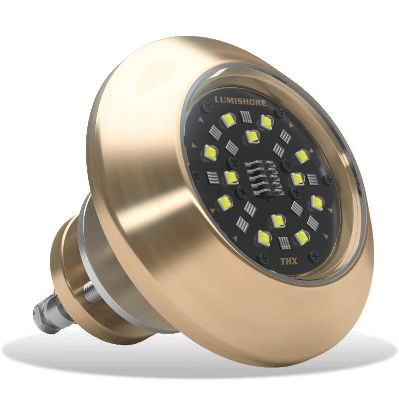 Lumishore ORA TIX404 Thru-Hull Underwater LED Light, Interchangeable, White Light 6500K, 10.5-31V DC, IP68, 5,100 Fixture Lumens, 110° Beam, Bronze Body