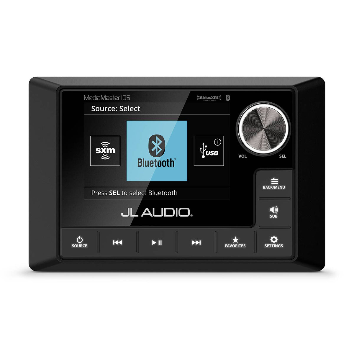 JL Audio MediaMaster 105 MM105 Marine Stereo, NMEA 2000, IP67, 4-Zone, 3.5in Full-Color LCD