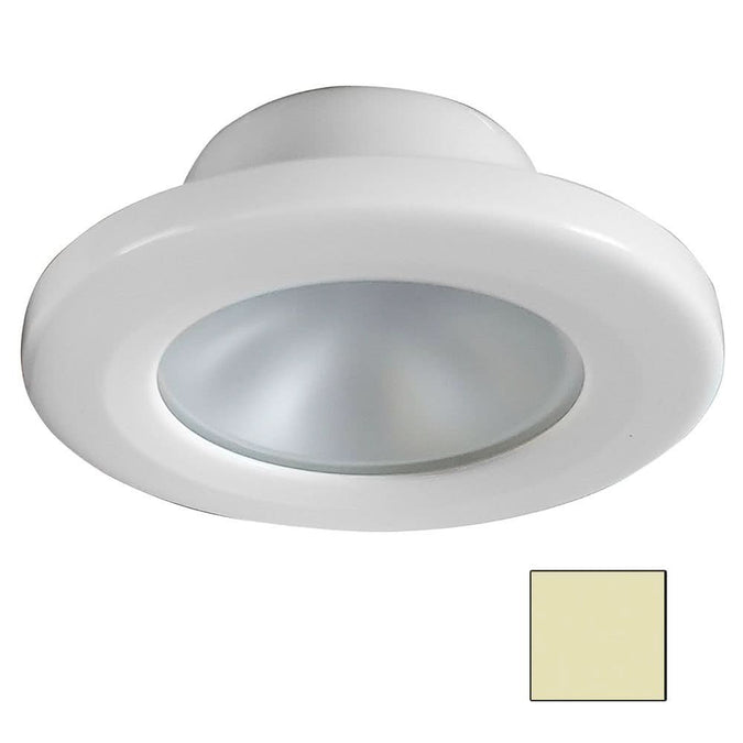 i2Systems Apeiron Screw Mount LED Downlight, 3000K Warm White, White Finish, IP67, 2.5W, 90° Beam, 3.5in Round, 1.34in Deep, Removable Bezel