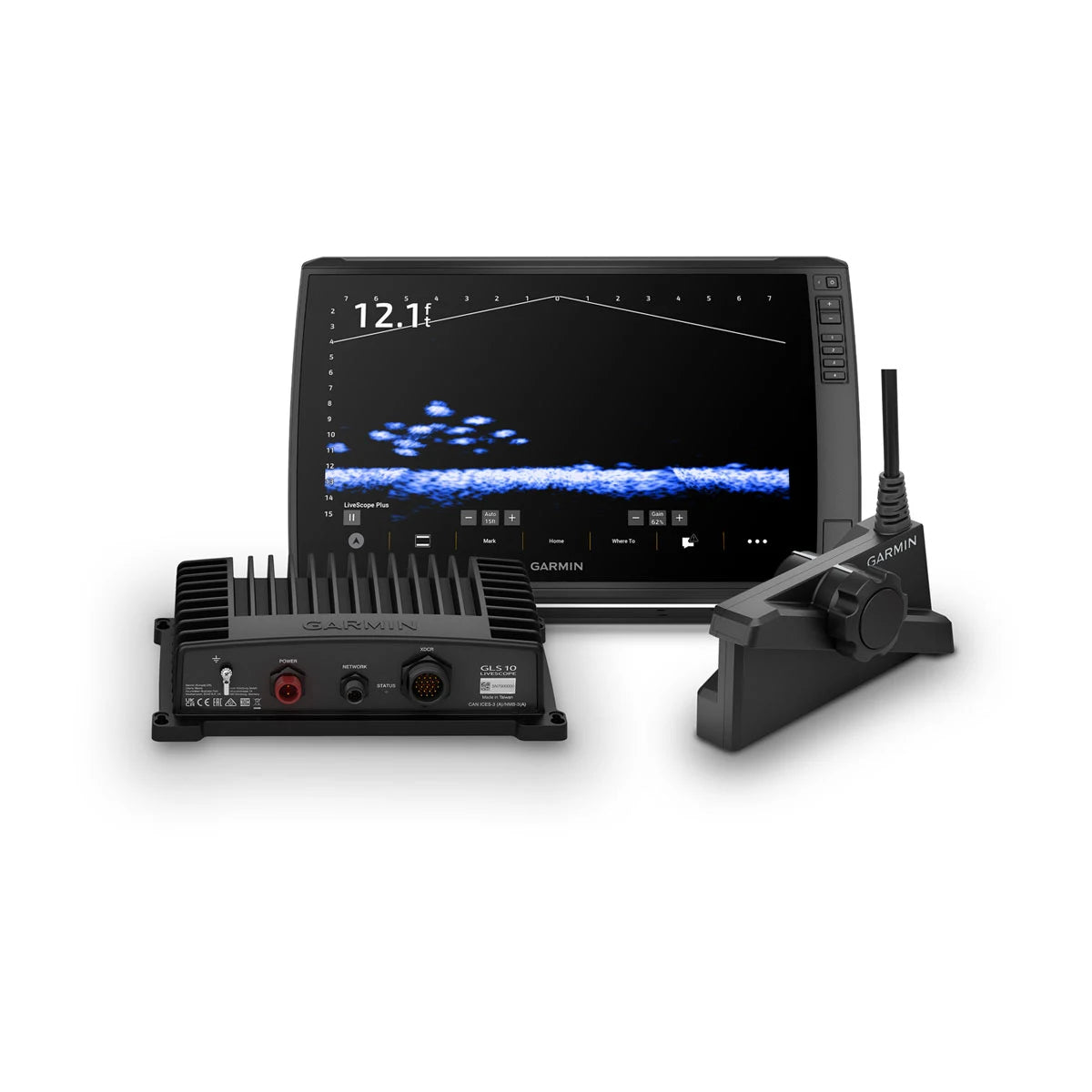 Garmin LiveScope Plus Ice House System, GLS 10 Sonar, LVS34-IF Transducer, Navionics+ Mapping