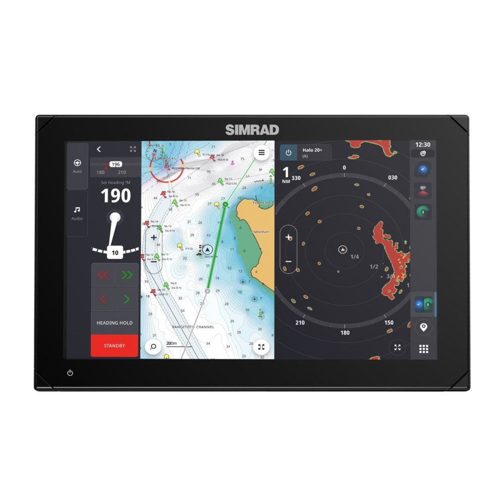 Simrad NSX Chartplotter/Fishfinder Combo, SolarMAX IPS HD Touchscreen, C-MAP DISCOVER X and REVEAL X Compatible, NMEA 2000, Ethernet