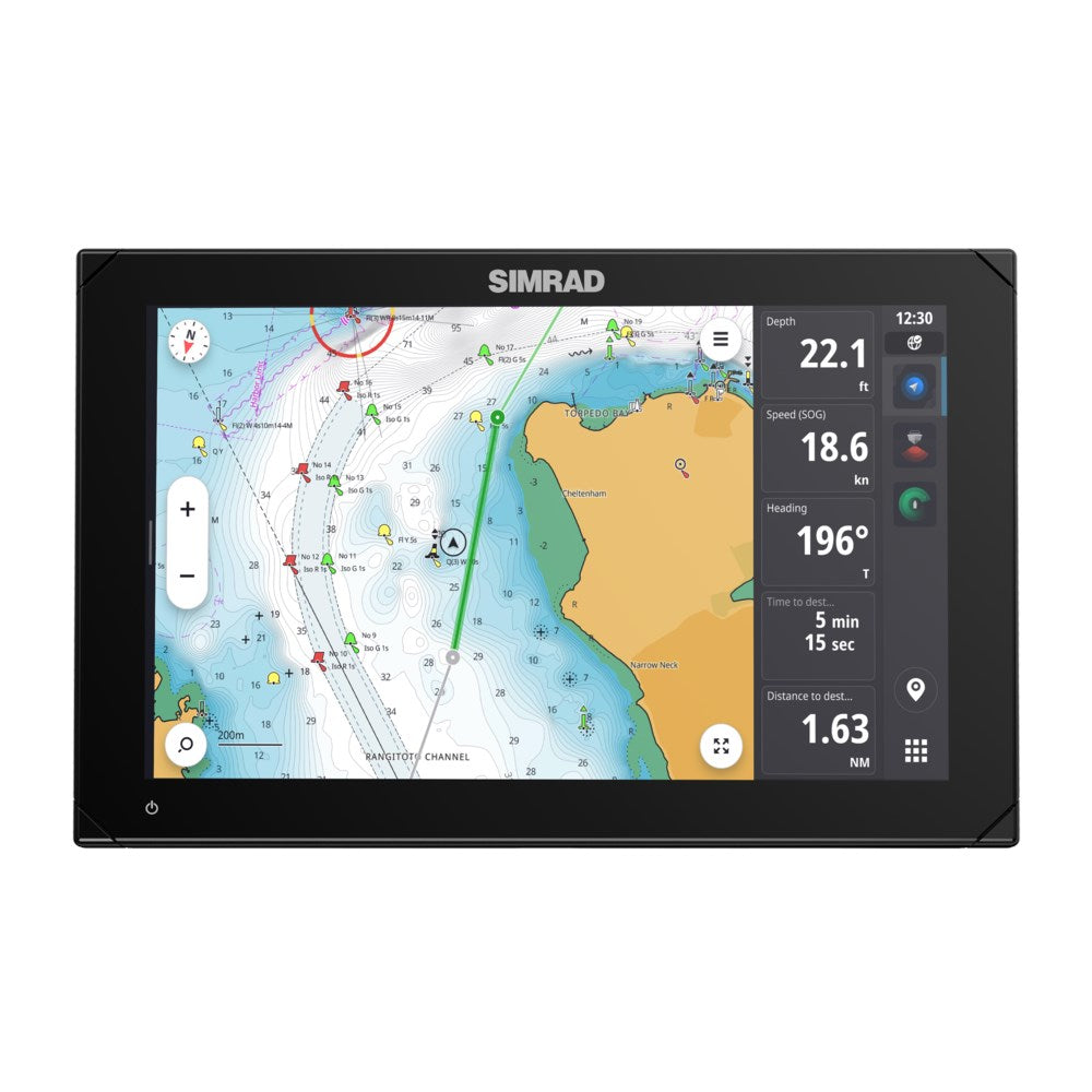 Simrad NSX Chartplotter/Fishfinder Combo, SolarMAX IPS HD Touchscreen, C-MAP DISCOVER X and REVEAL X Compatible, NMEA 2000, Ethernet