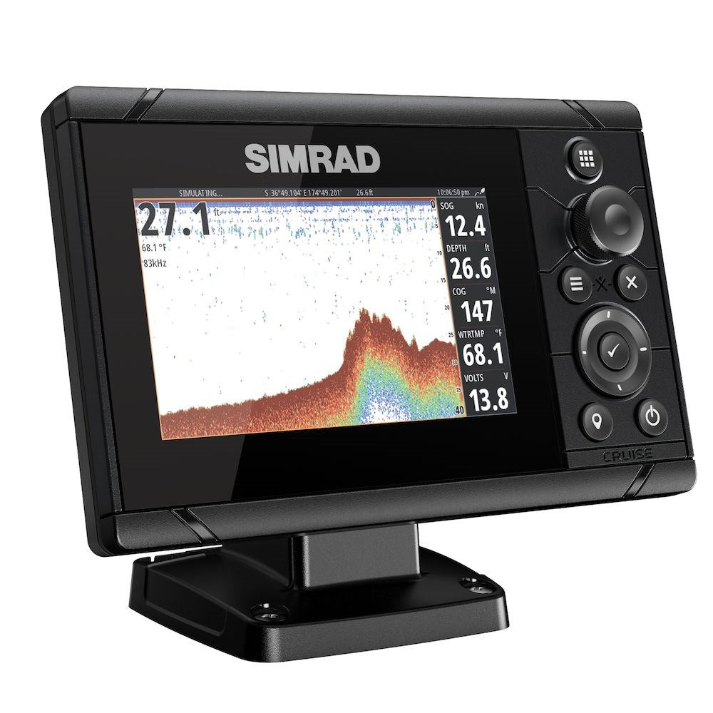 Simrad Cruise Chartplotter/Fishfinder Combo, C-MAP US Coastal Charts, 83/200 kHz Transom Mount Transducer