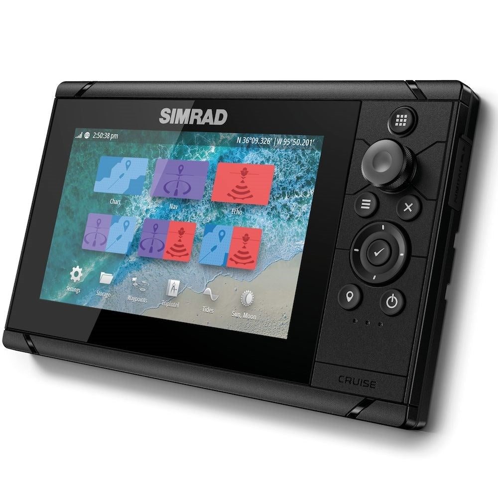Simrad Cruise Chartplotter/Fishfinder Combo, C-MAP US Coastal Charts, 83/200 kHz Transom Mount Transducer