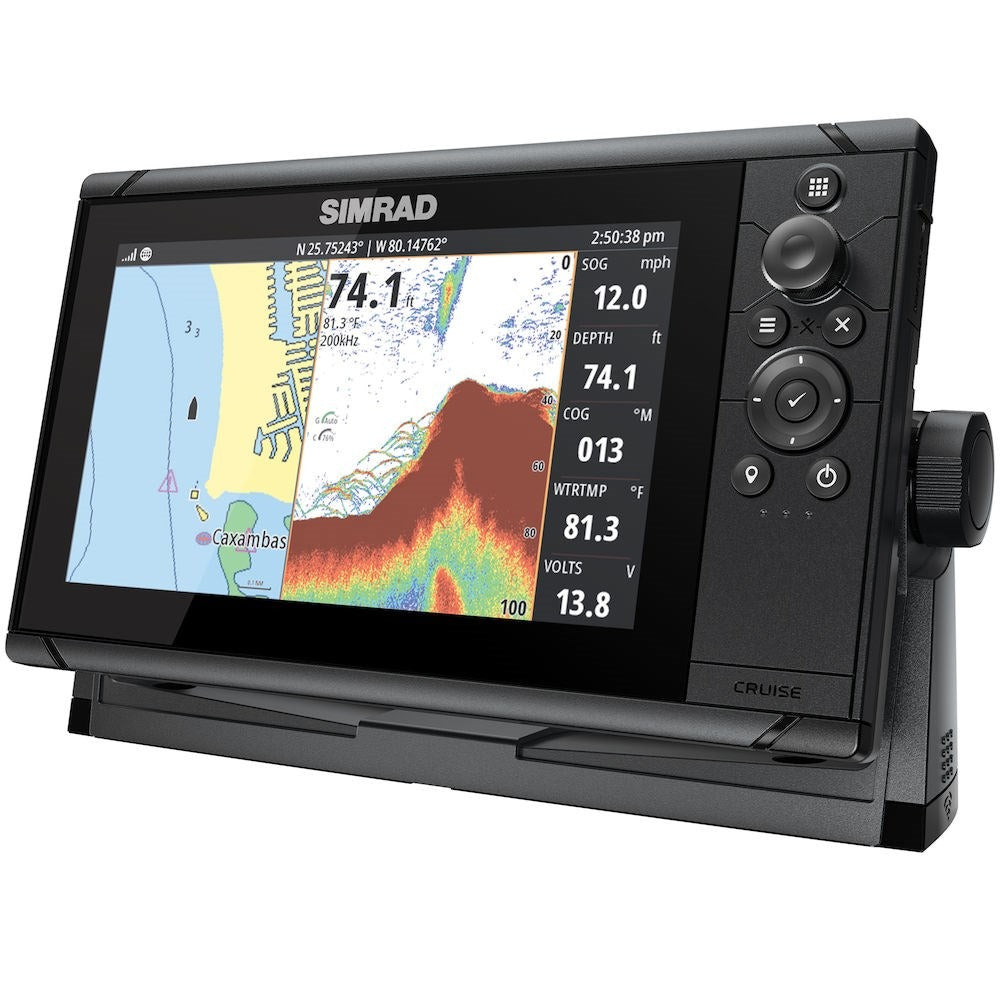 Simrad Cruise Chartplotter/Fishfinder Combo, C-MAP US Coastal Charts, 83/200 kHz Transom Mount Transducer