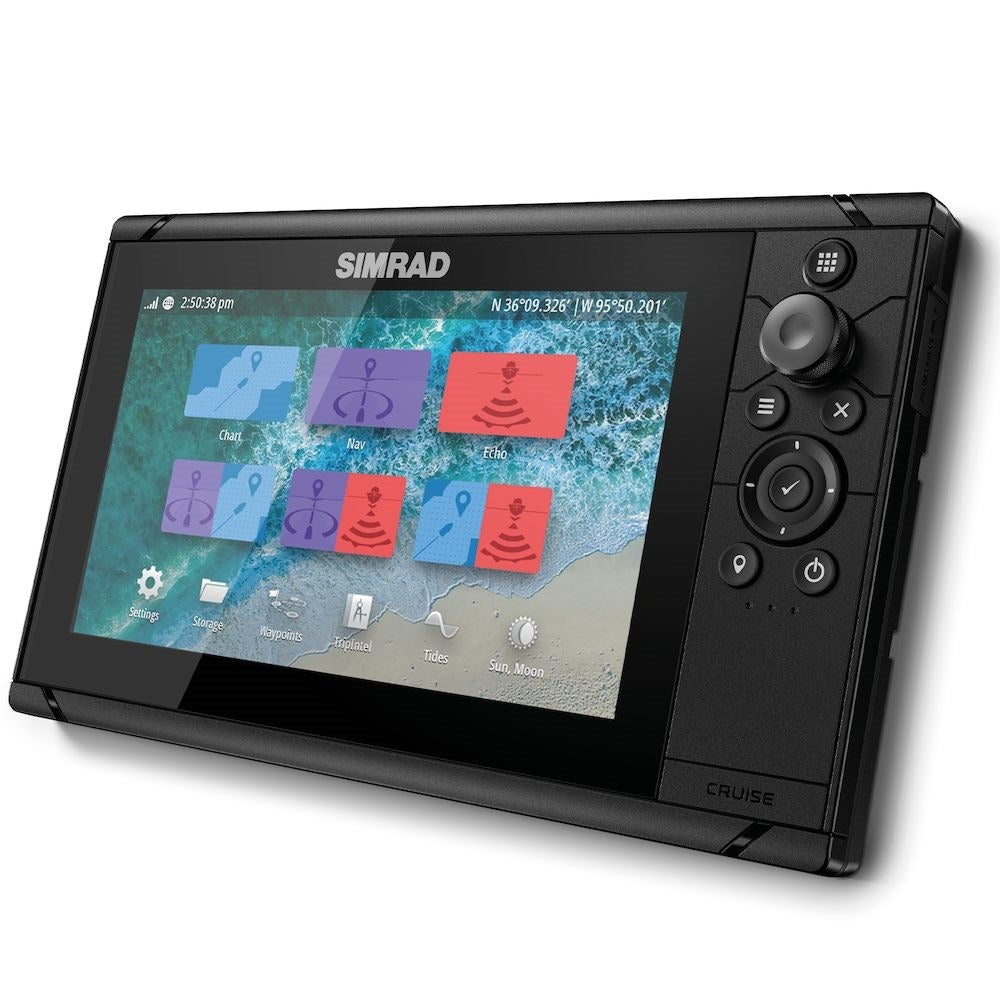 Simrad Cruise Chartplotter/Fishfinder Combo, C-MAP US Coastal Charts, 83/200 kHz Transom Mount Transducer