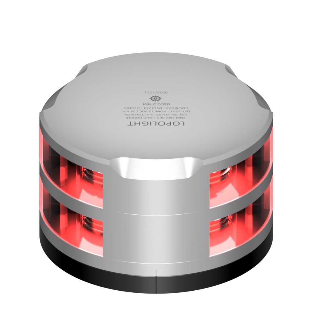 Lopolight 201-014 2NM 360° Red Navigation Light, Flat Base, 10-32VDC, IP68