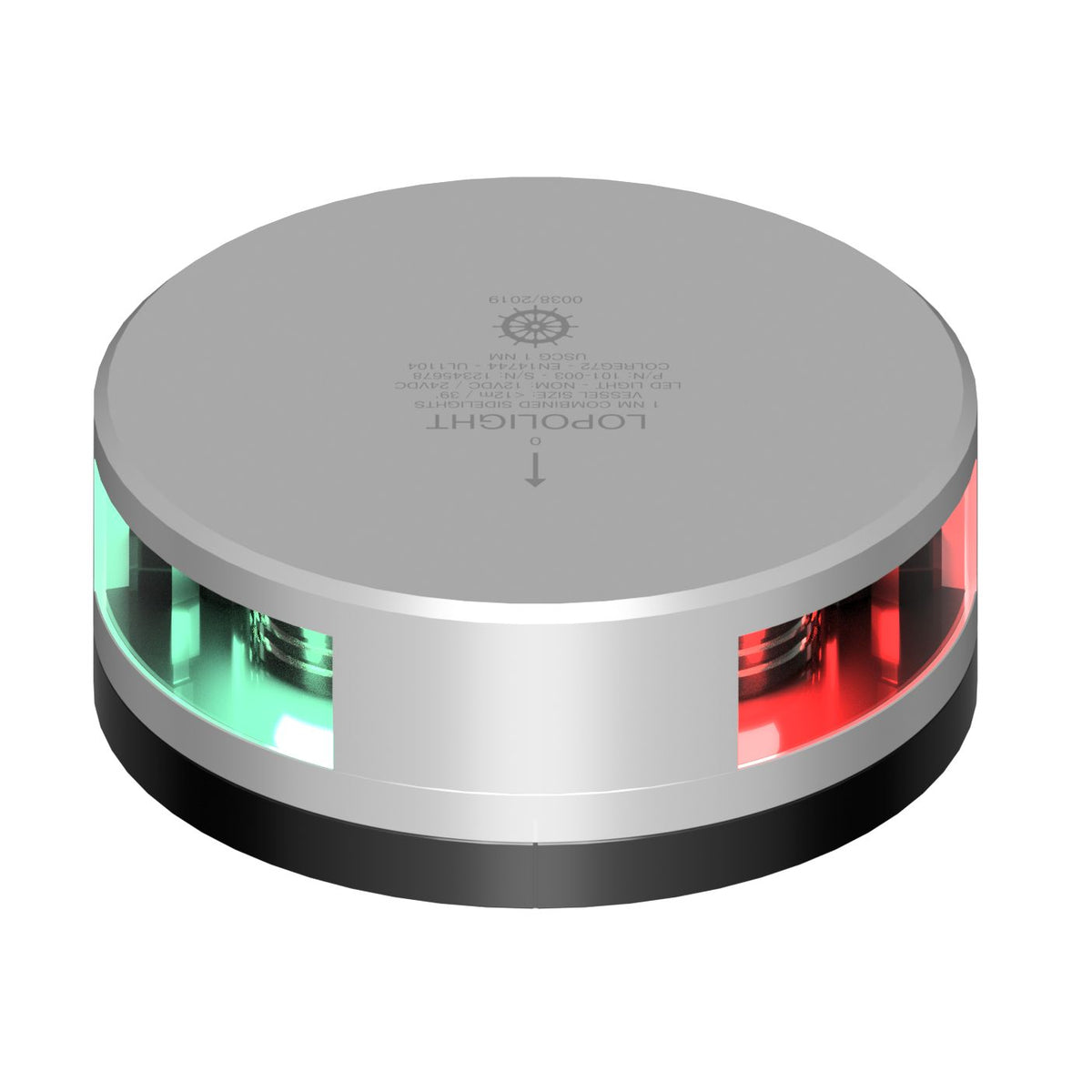 Lopolight Combined Sidelight, 1NM, FB Base, 10-32V, IP68, Horizontal Mount