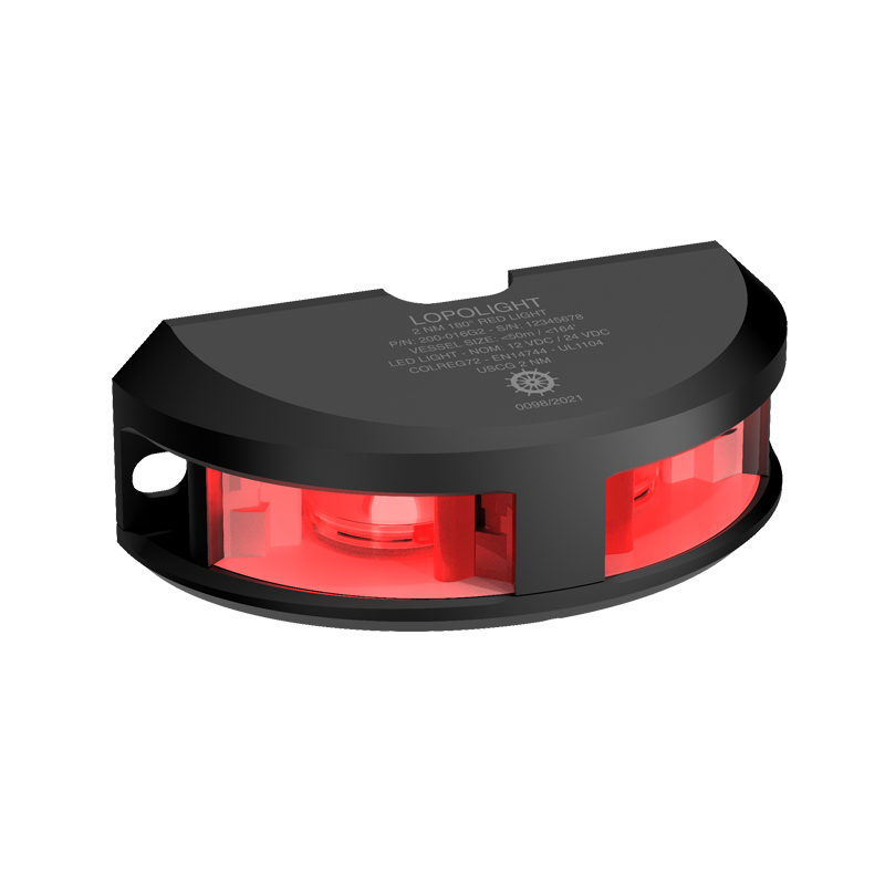 Lopolight Series 200-016 G2 180 Deg Red LED Navigation Light, For Vessels to 50m, 2NM, Vertical Mount, 10-32V DC, IP68