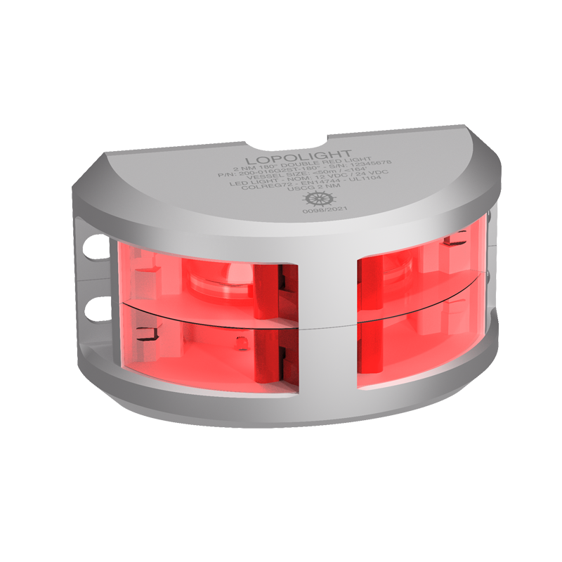 Lopolight Series 200-016 G2 180 Deg Red LED Navigation Light, For Vessels to 50m, 2NM, Vertical Mount, 10-32V DC, IP68