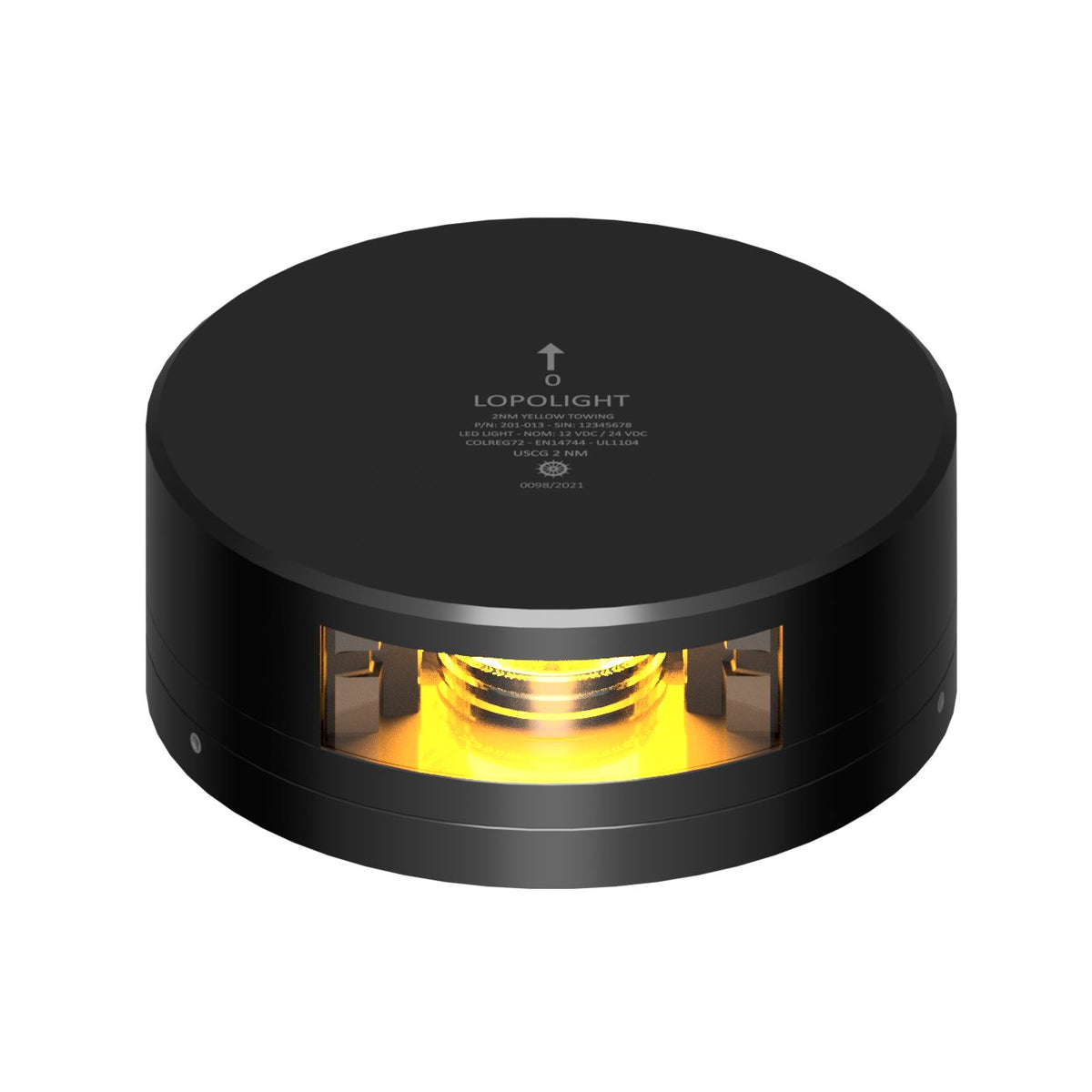 Lopolight 201-013 Towing Light, 2NM, 135° Yellow Light, 10-32VDC, IP68, FB Flat Base