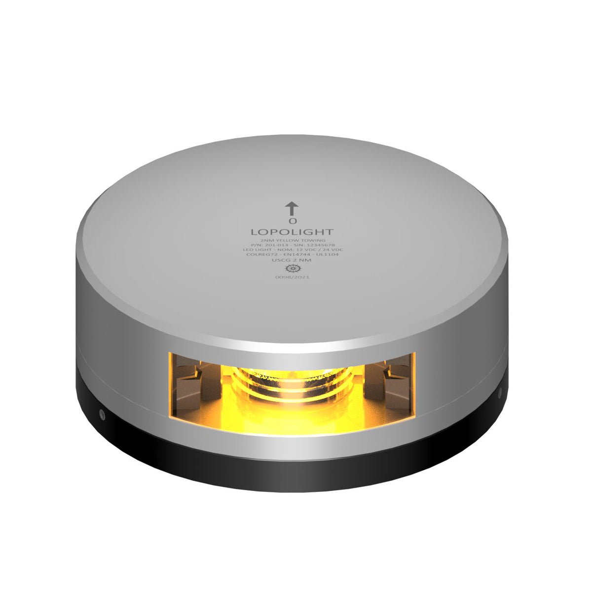 Lopolight 201-013 Towing Light, 2NM, 135° Yellow Light, 10-32VDC, IP68, FB Flat Base
