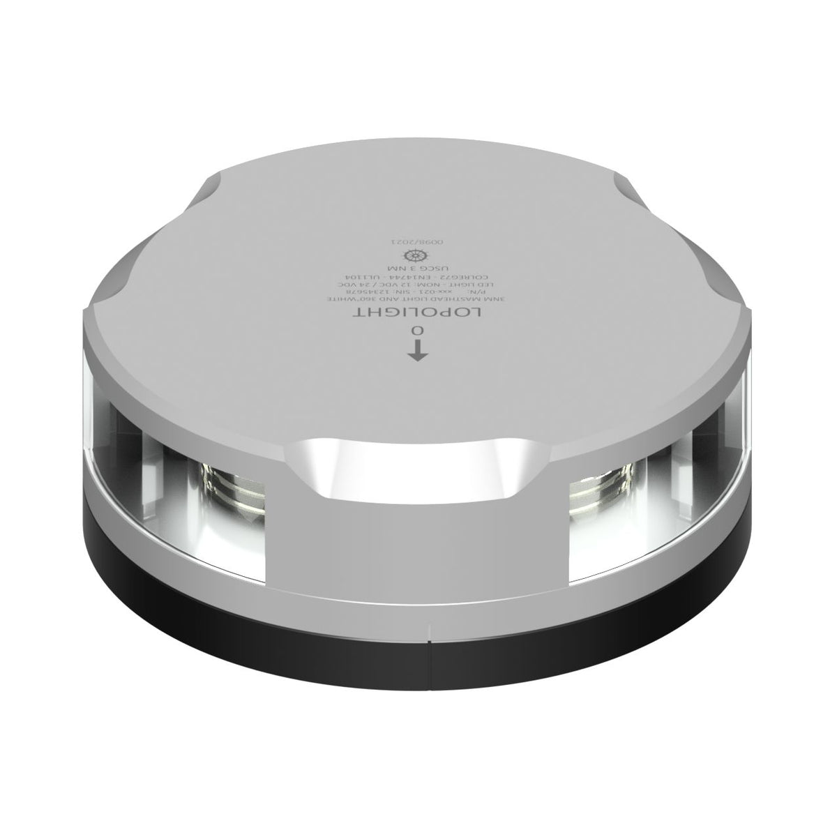 Lopolight 201-021 Masthead/Stern/Anchor Light, For 12-20m Vessels, 3 NM, 10-32VDC, IP68, Horizontal Mount, White Light