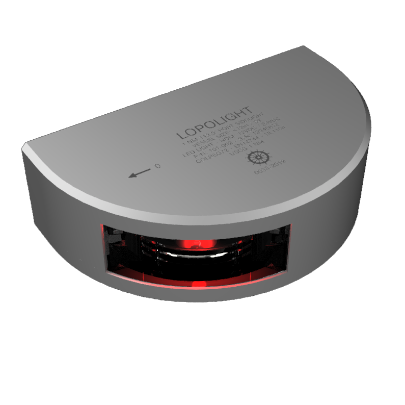 Lopolight Port Sidelight, For Vessels 0-12m, 1NM, LED, Vertical Mount, IP68