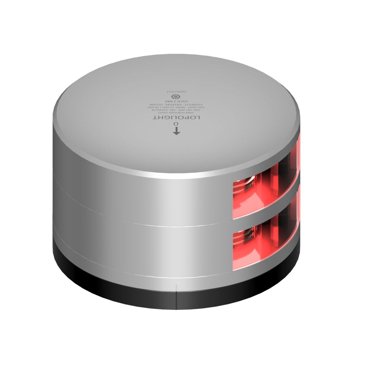 Lopolight 301-009 Port Sidelight, 2NM, 10-32VDC, IP68, Flat Base Mount